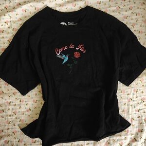 Black Cropped Selena Tee